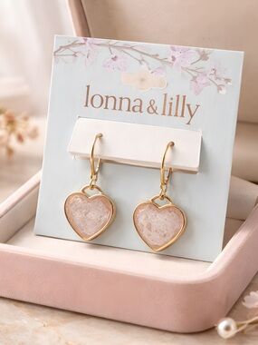 lonna & lilly Rose quartz Drop Earrings in Gold-Tone